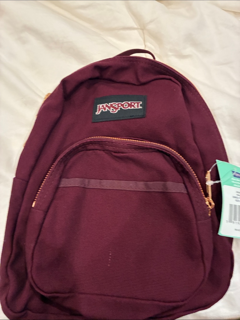 Jansport Mini sized Maroon Backpack with Rose Gold Zippers
